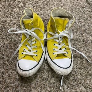 Yellow high-top Converse